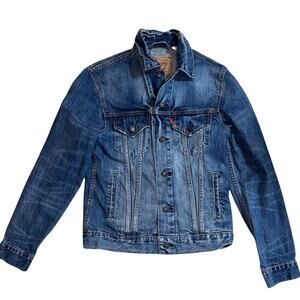 Levis Denim Red Tab Stonewash Blue Jean Trucker Jacket Size S